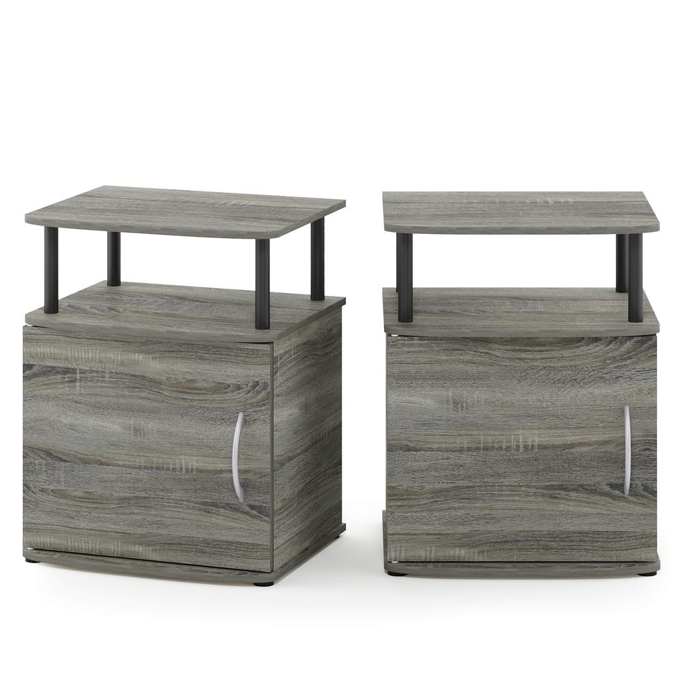Furinno JAYA Utility Design End Table, Set of Two, French Oak Grey/Black. Picture 1