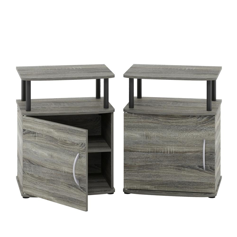 Furinno JAYA Utility Design End Table, Set of Two, French Oak Grey/Black. Picture 3
