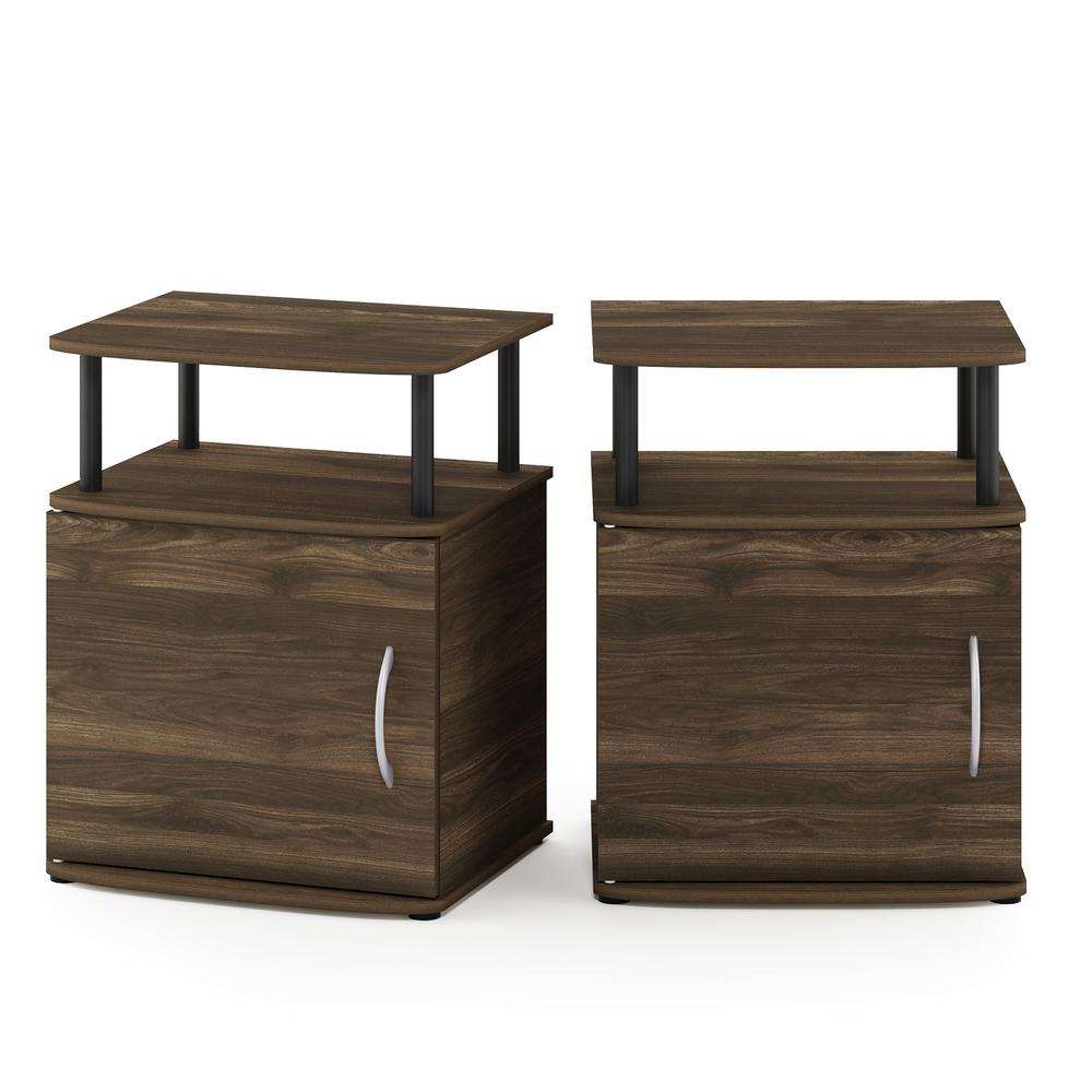 FURINNO JAYA Utility Design End Table, 2-Pack, Columbia Walnut/Black. Picture 1