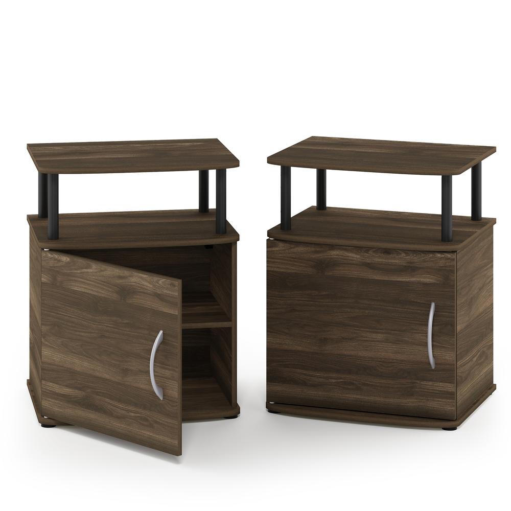 FURINNO JAYA Utility Design End Table, 2-Pack, Columbia Walnut/Black. Picture 4