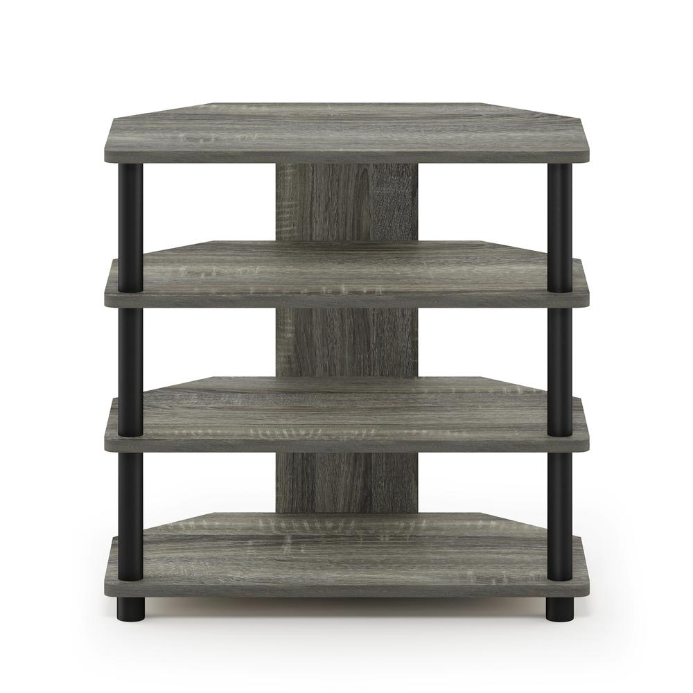 Furinno Turn-N-Tube Easy Assembly 4-Tier Petite TV Stand, French Oak Grey/Black. Picture 3