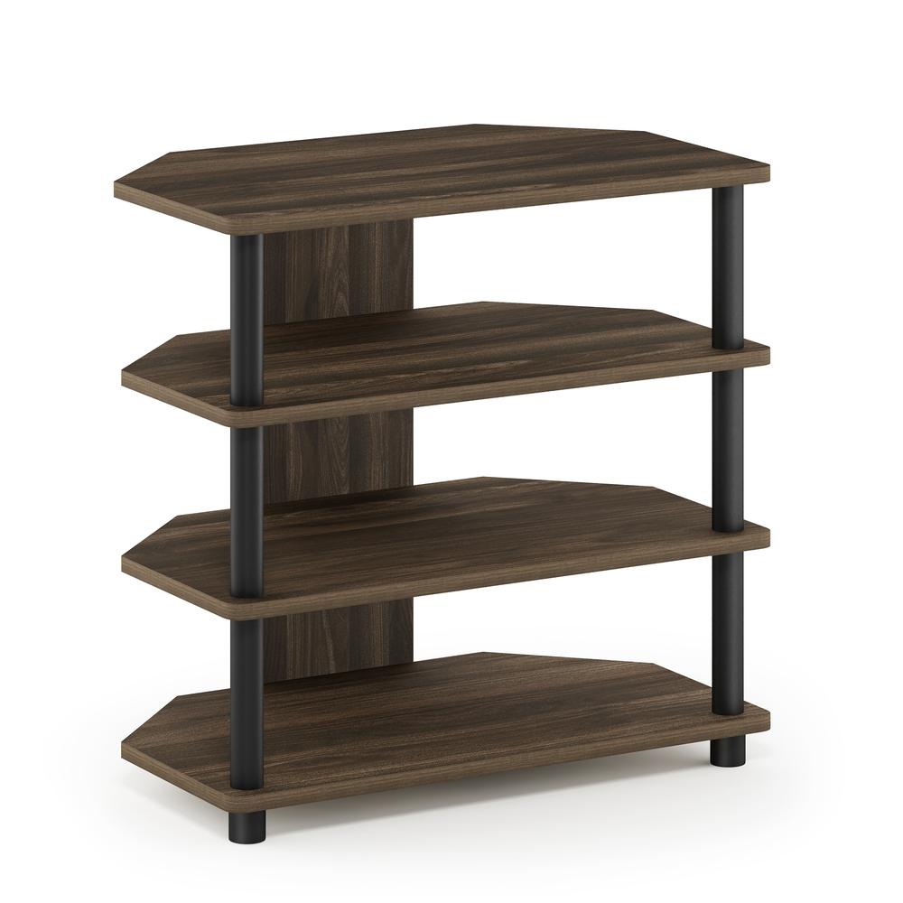 Furinno Turn-N-Tube Easy Assembly 4-Tier Petite TV Stand, Columbia Walnut/Black. Picture 1