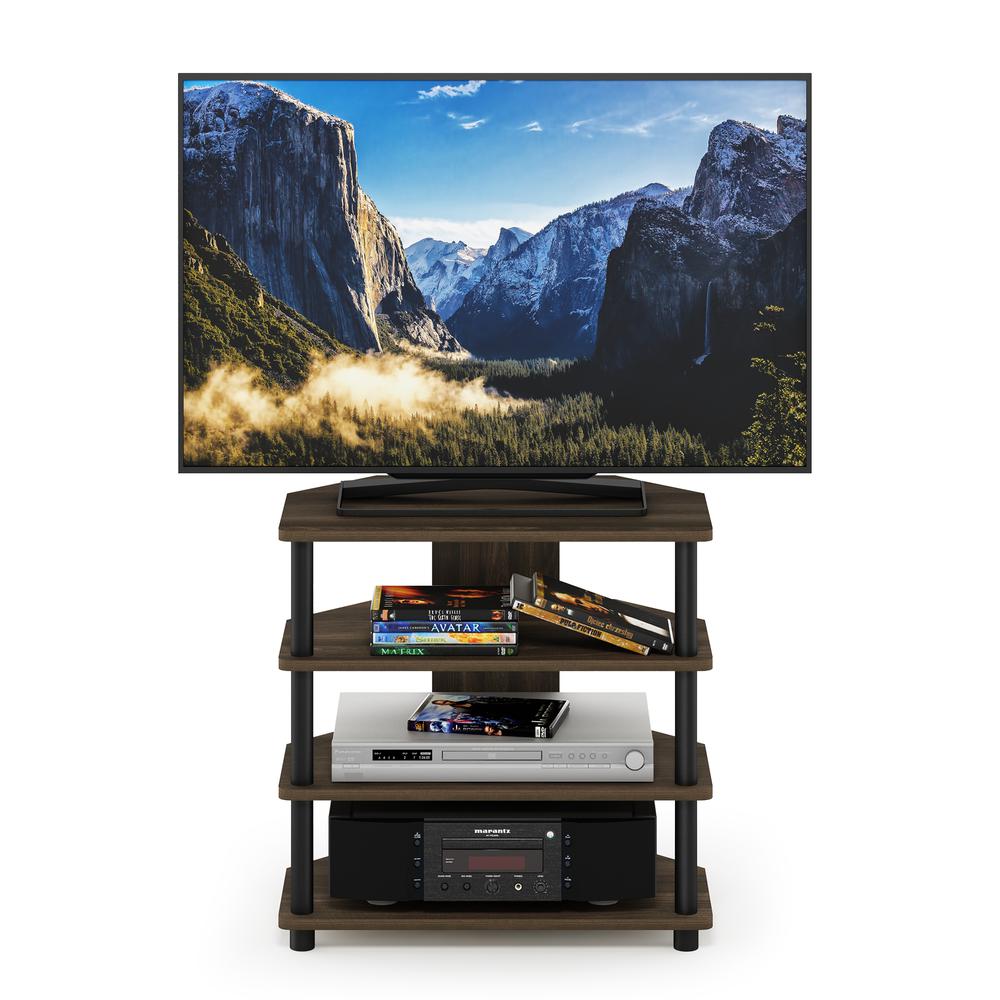 Furinno Turn-N-Tube Easy Assembly 4-Tier Petite TV Stand, Columbia Walnut/Black. Picture 5