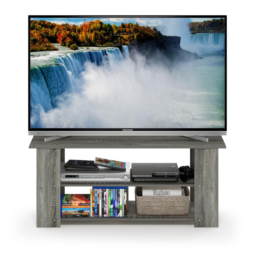 Furinno 15118 JAYA TV Stand Up To 50-Inch, French Oak Grey/Black. Picture 5