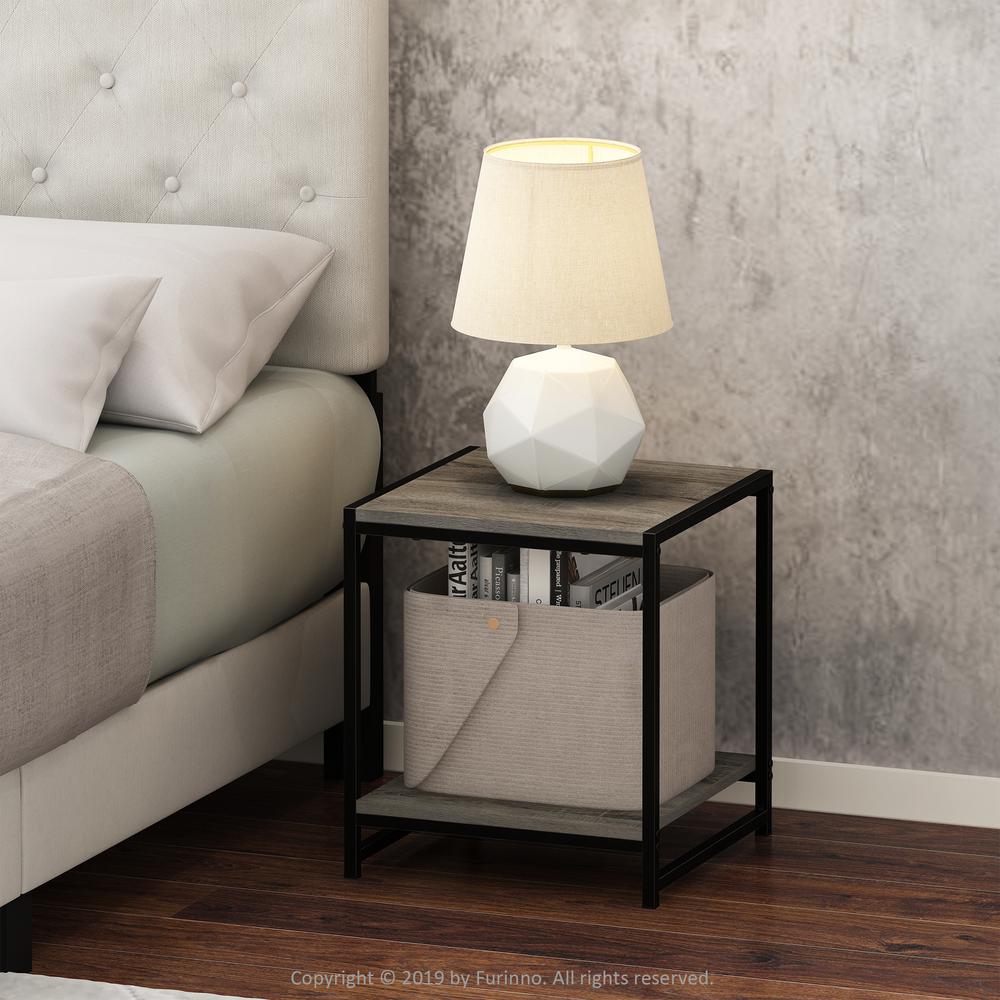Furinno Camnus Modern Living 2-Tier End Table, French Oak Grey. Picture 5