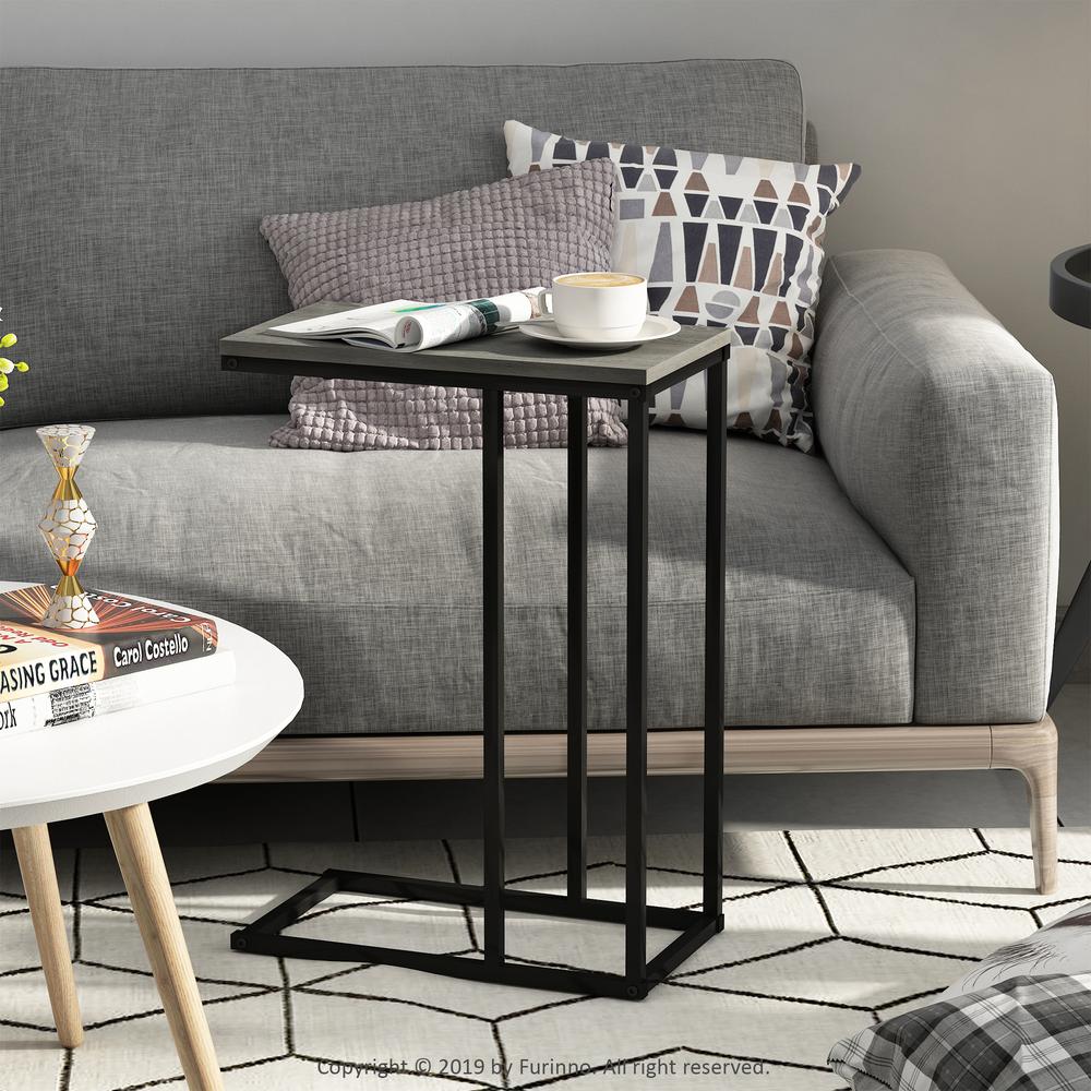 Furinno Camnus Modern Living Sofa Side Table, French Oak Grey. Picture 6