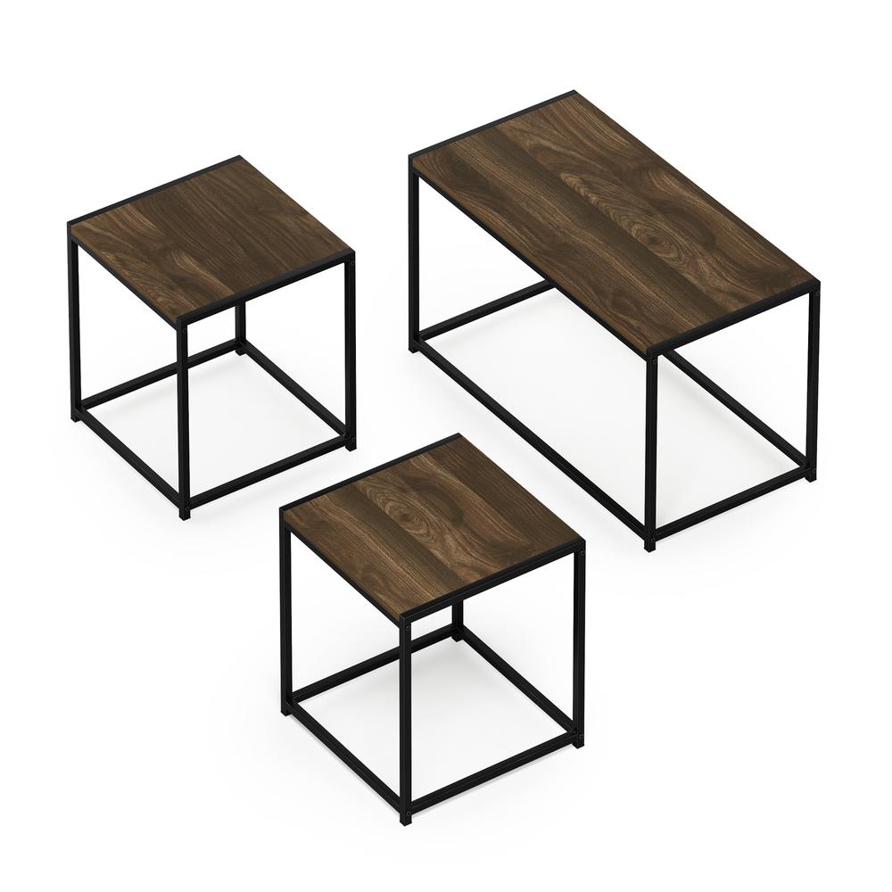 Furinno Camnus Modern Living Room Table Set with One Coffee Table and Two End Tables, Columbia Walnut. Picture 1