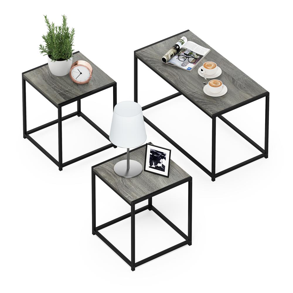 Furinno Camnus Modern Living Room Table Set with One Coffee Table and Two End Tables, Americano. Picture 6