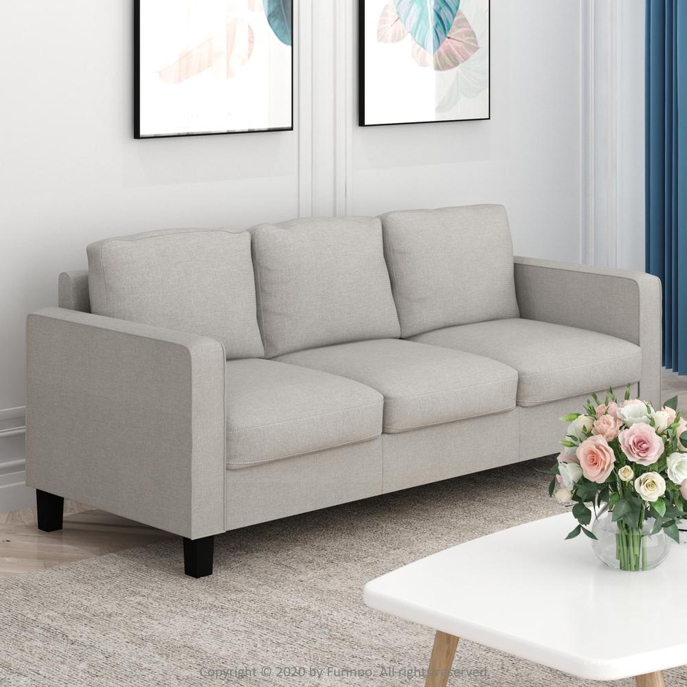 Furinno Bayonne Modern Upholstered 3-Seater Sofa, Fog. Picture 6