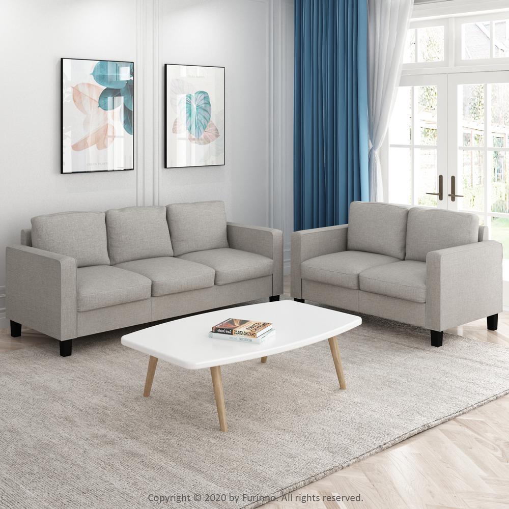 Furinno Bayonne Modern Upholstered 3-Seater Sofa, Fog. Picture 7