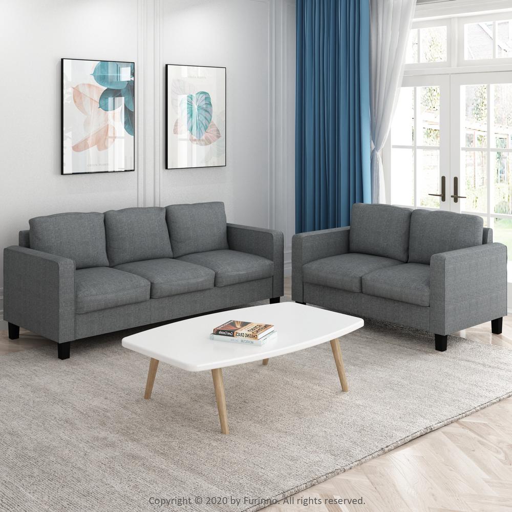 Furinno Bayonne Modern Upholstered 3-Seater Sofa, Gunmetal. Picture 7