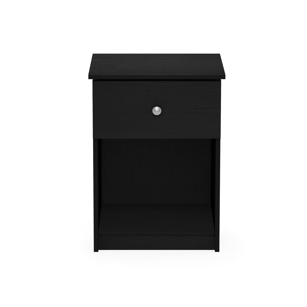 Furinno Lucca Nightstand with One Drawer, Black Oak. Picture 3