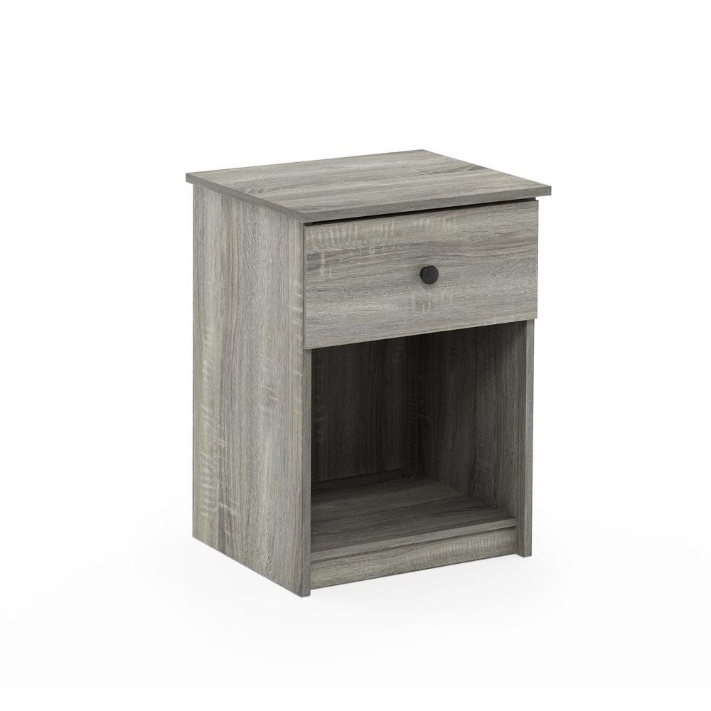 Furinno Lucca Nightstand with One Drawer, French Oak Grey. Picture 1