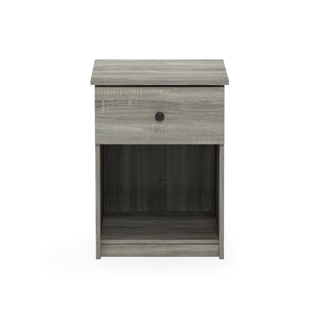Furinno Lucca Nightstand with One Drawer, French Oak Grey. Picture 3