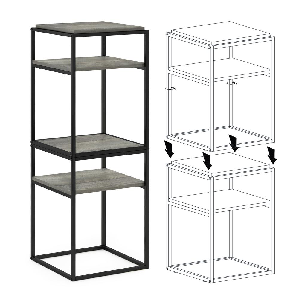 Furinno Moretti Modern Lifestyle Stackable Shelf, 2-Tier, French Oak Grey. Picture 4