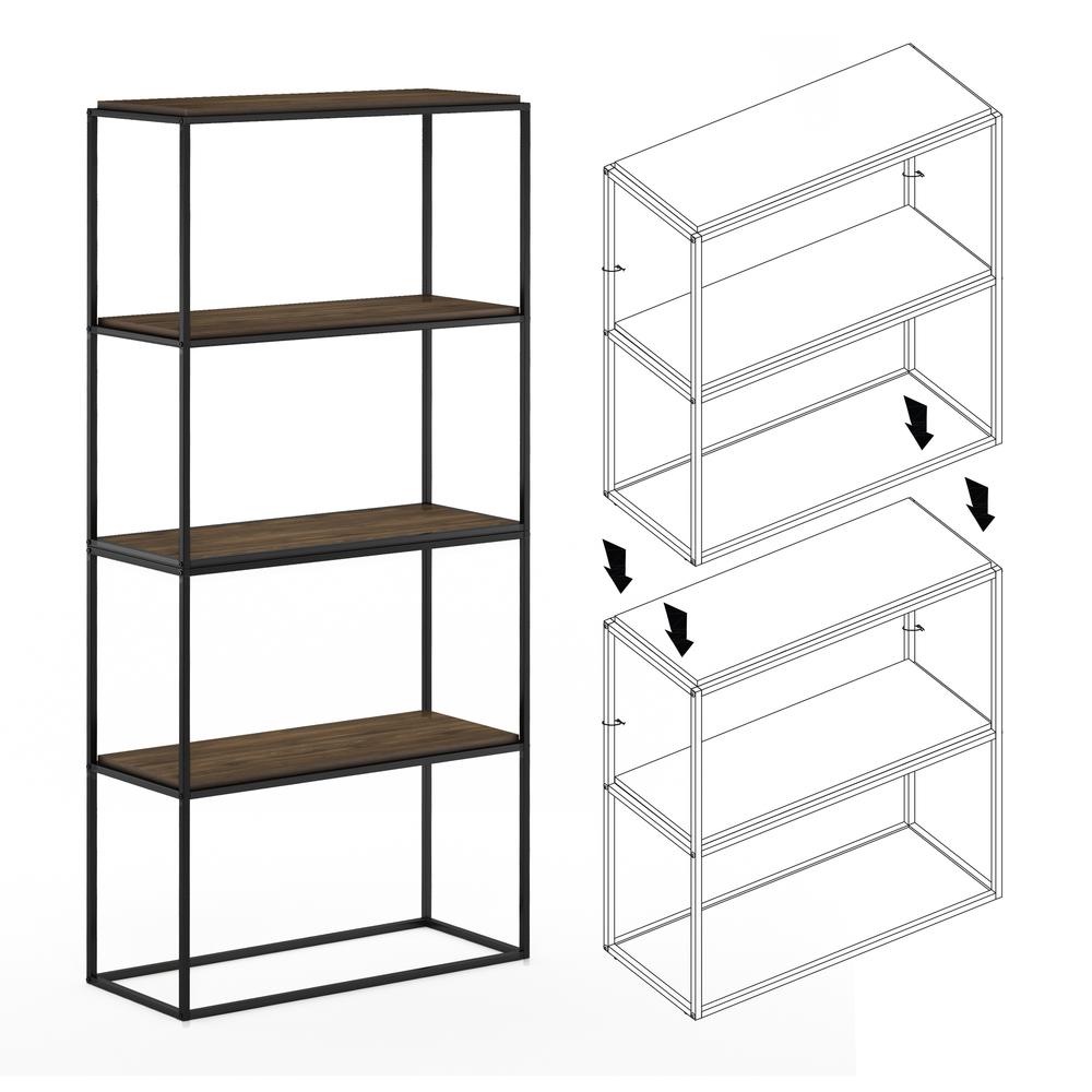 Furinno Moretti Modern Lifestyle Wide Stackable Shelf, 2-Tier, Columbia Walnut. Picture 4