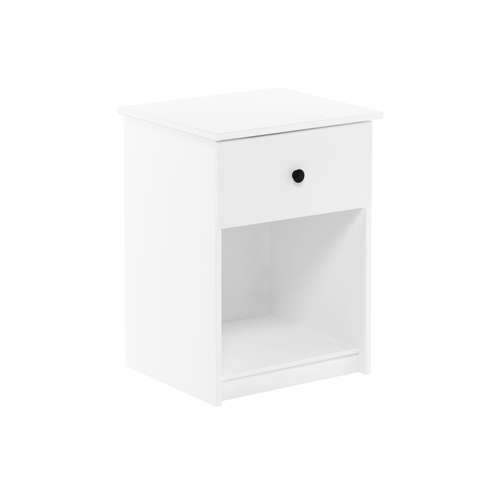 Furinno Lucca Nightstand with One Drawer, White. Picture 1