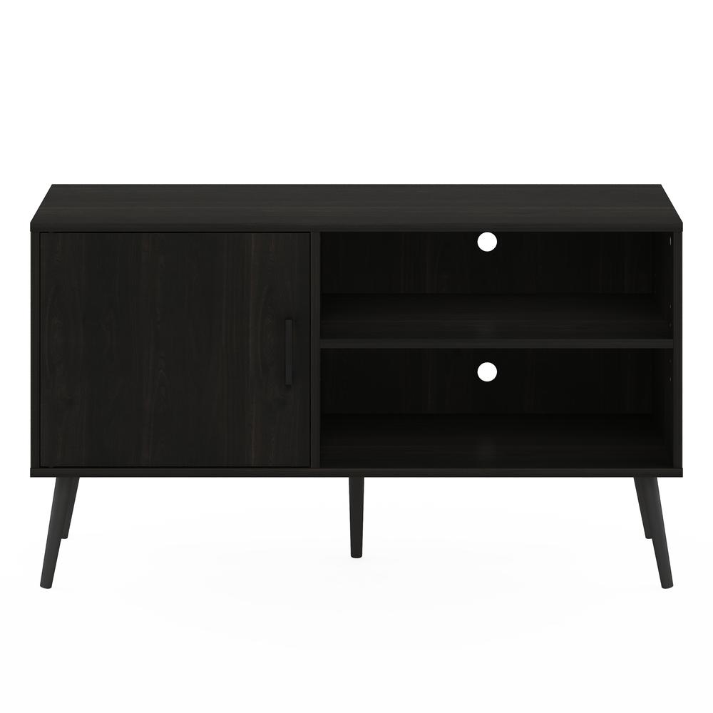 Furinno Claude Mid Century Style TV Stand with Wood Legs, One Cabinet Two Shelves, Espresso. Picture 3