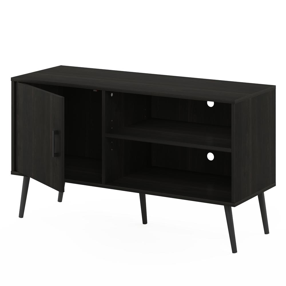 Furinno Claude Mid Century Style TV Stand with Wood Legs, One Cabinet Two Shelves, Espresso. Picture 4