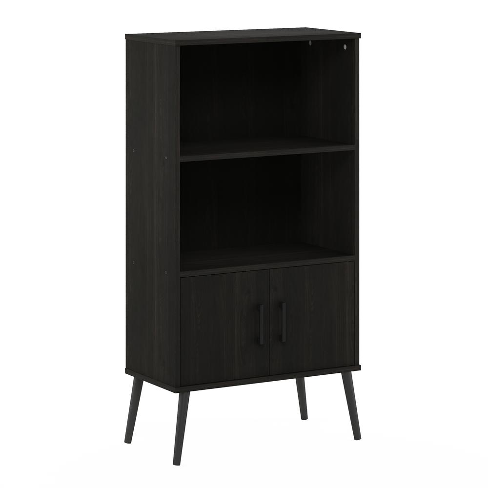 Furinno Claude Mid Century Style Accent Cabinet with Wood Legs, Espresso. Picture 1