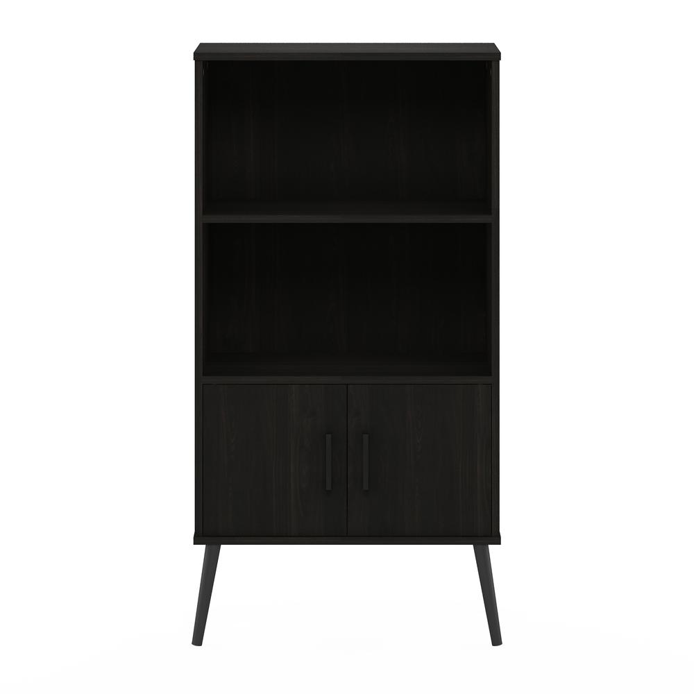 Furinno Claude Mid Century Style Accent Cabinet with Wood Legs, Espresso. Picture 3