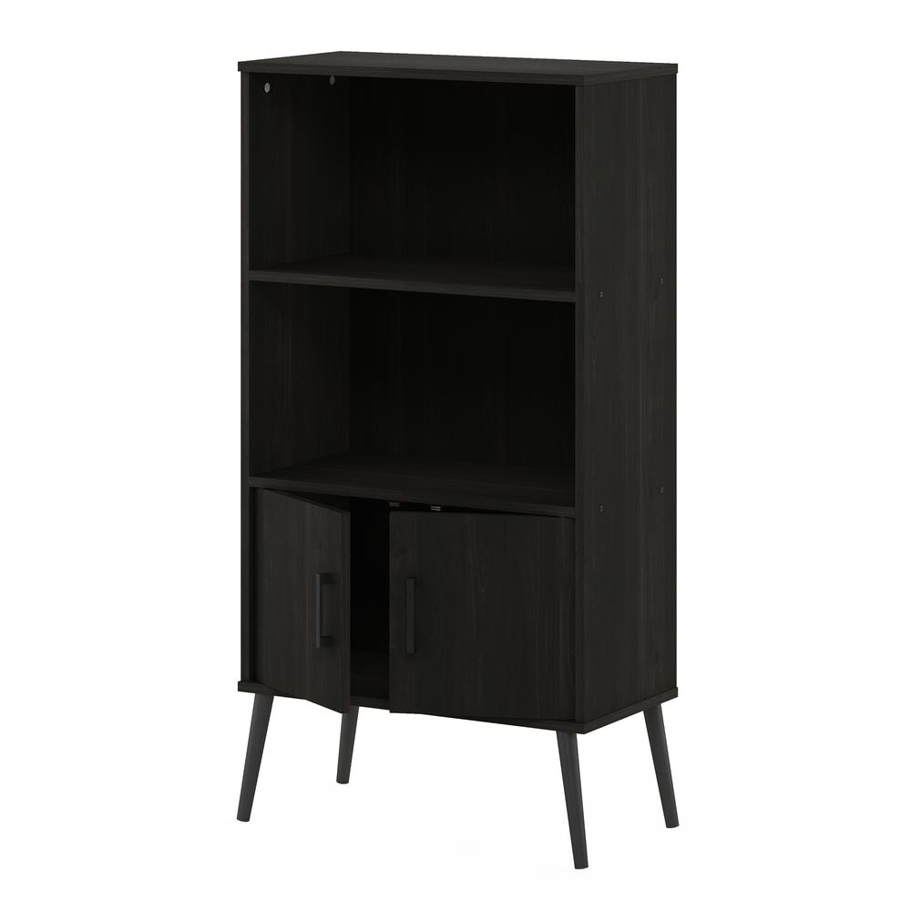 Furinno Claude Mid Century Style Accent Cabinet with Wood Legs, Espresso. Picture 4