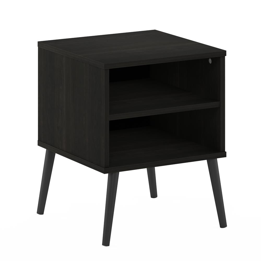 Furinno Claude Mid Century Style End Table with Wood Legs, Espresso. Picture 1