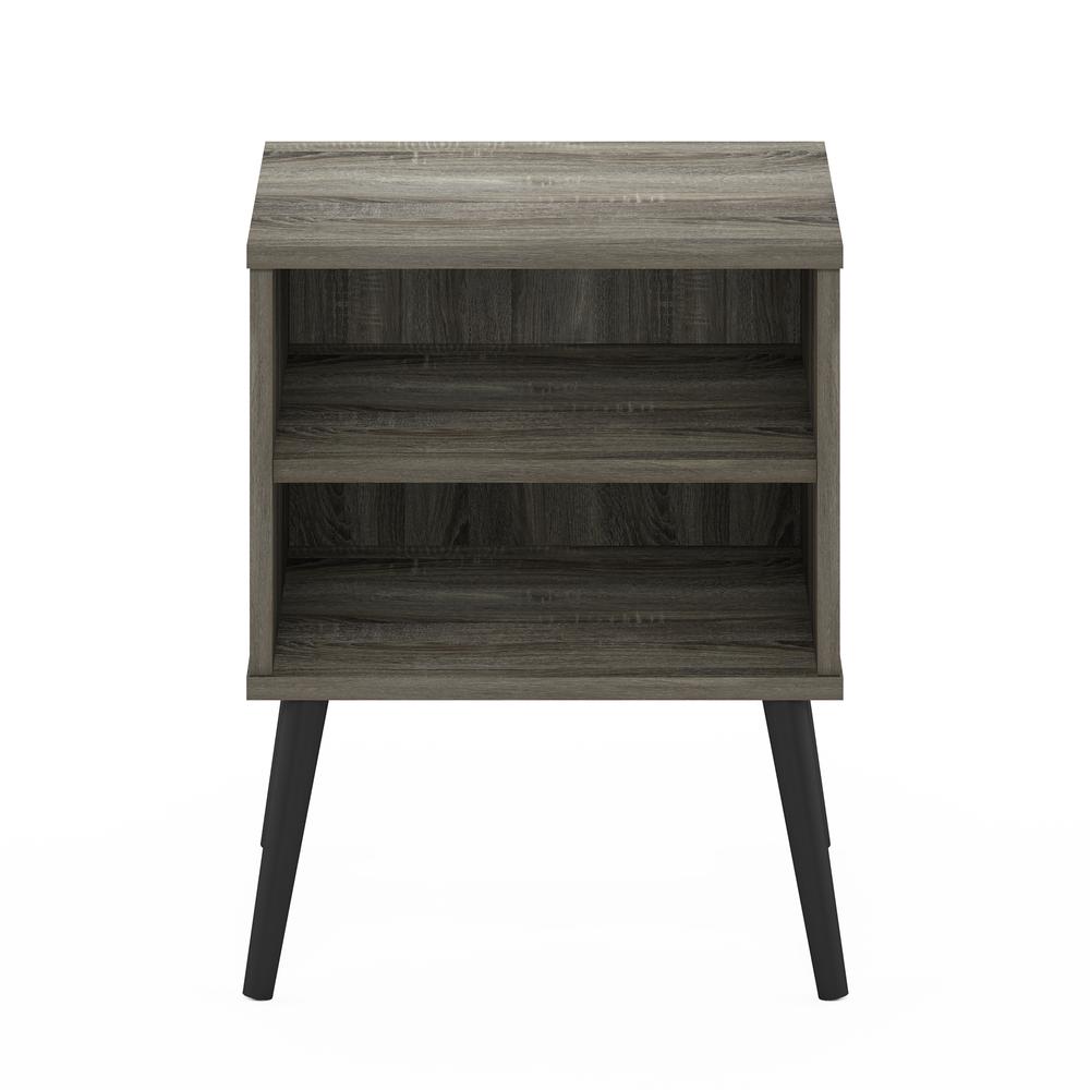 Furinno Claude Mid Century Style End Table with Wood Legs, French Oak Grey. Picture 3