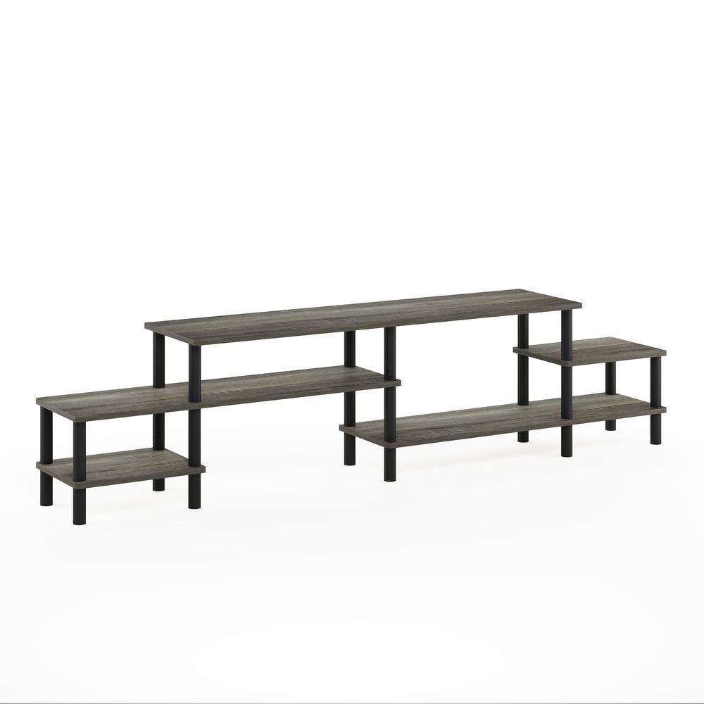 Furinno Turn-N-Tube Grand Entertainment Center for TV up to 80 Inch, French Oak Grey/Black. Picture 1