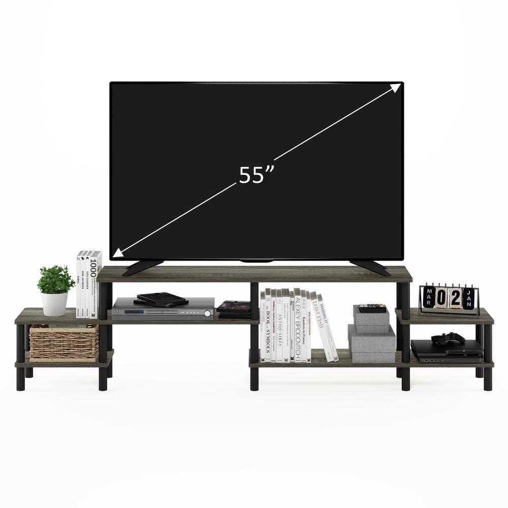 Furinno Turn-N-Tube Grand Entertainment Center for TV up to 80 Inch, French Oak Grey/Black. Picture 5
