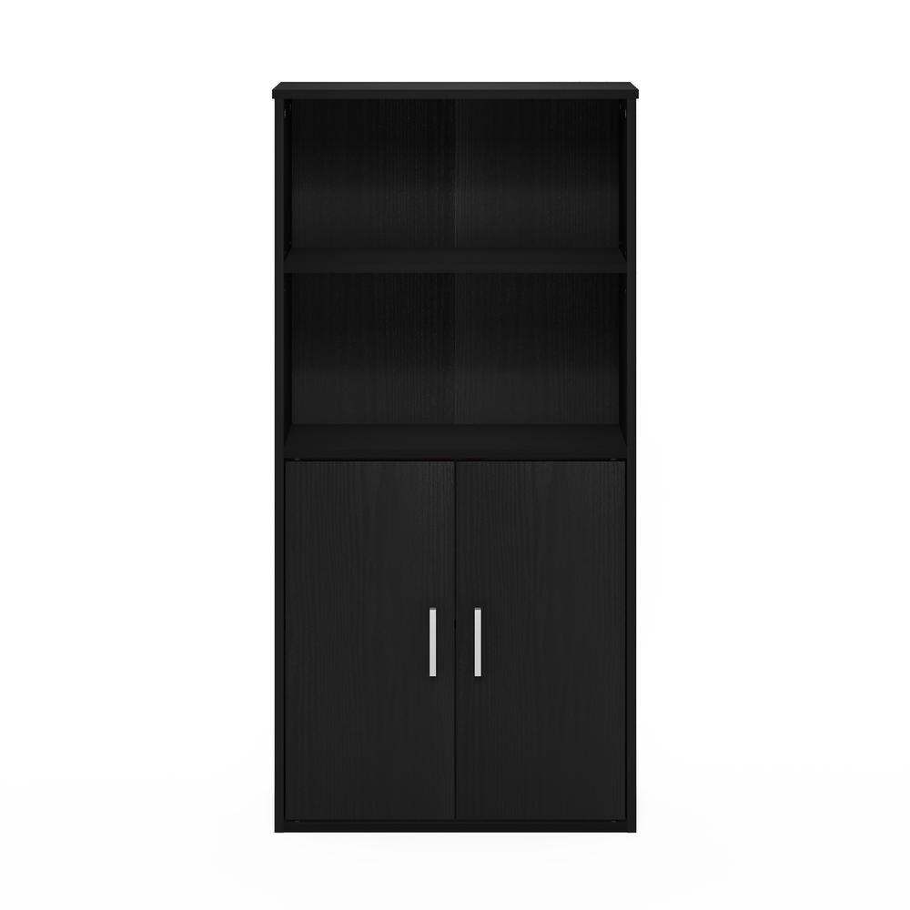 Furinno Pasir Storage Cabinet with 2 Open Shelves and 2 Doors, Black Oak. Picture 3