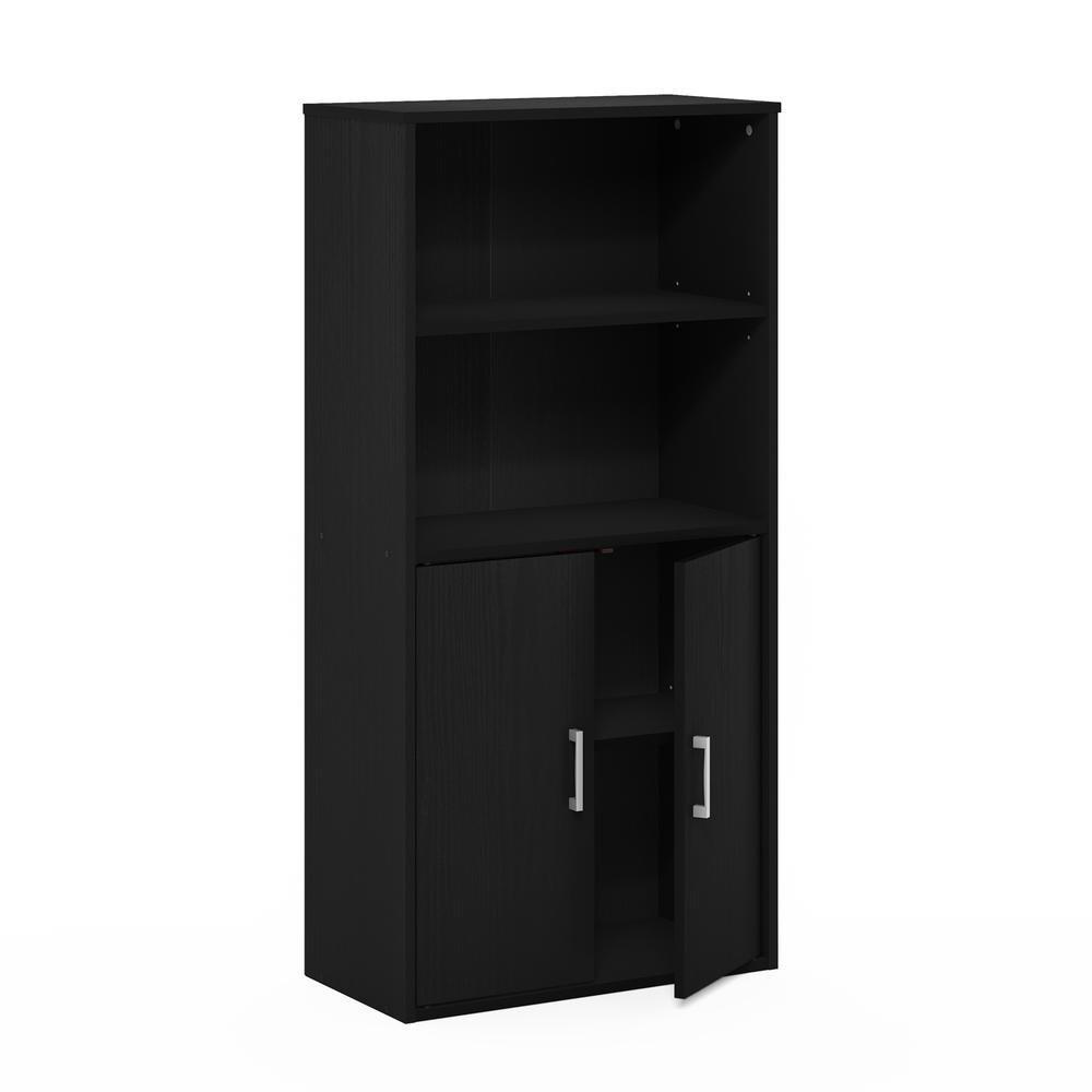 Furinno Pasir Storage Cabinet with 2 Open Shelves and 2 Doors, Black Oak. Picture 4