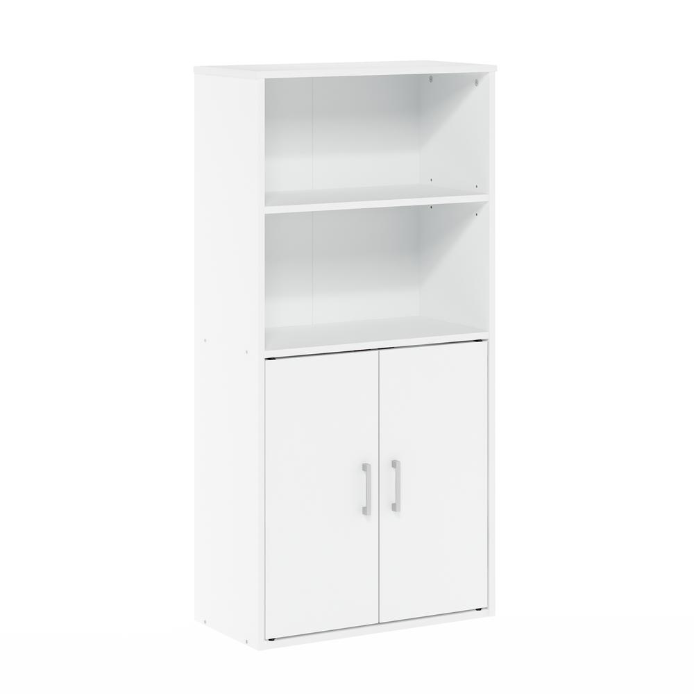 Furinno Pasir Storage Cabinet with 2 Open Shelves and 2 Doors, White. Picture 1