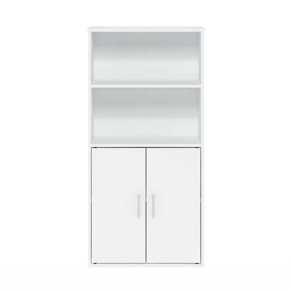 Furinno Pasir Storage Cabinet with 2 Open Shelves and 2 Doors, White. Picture 3