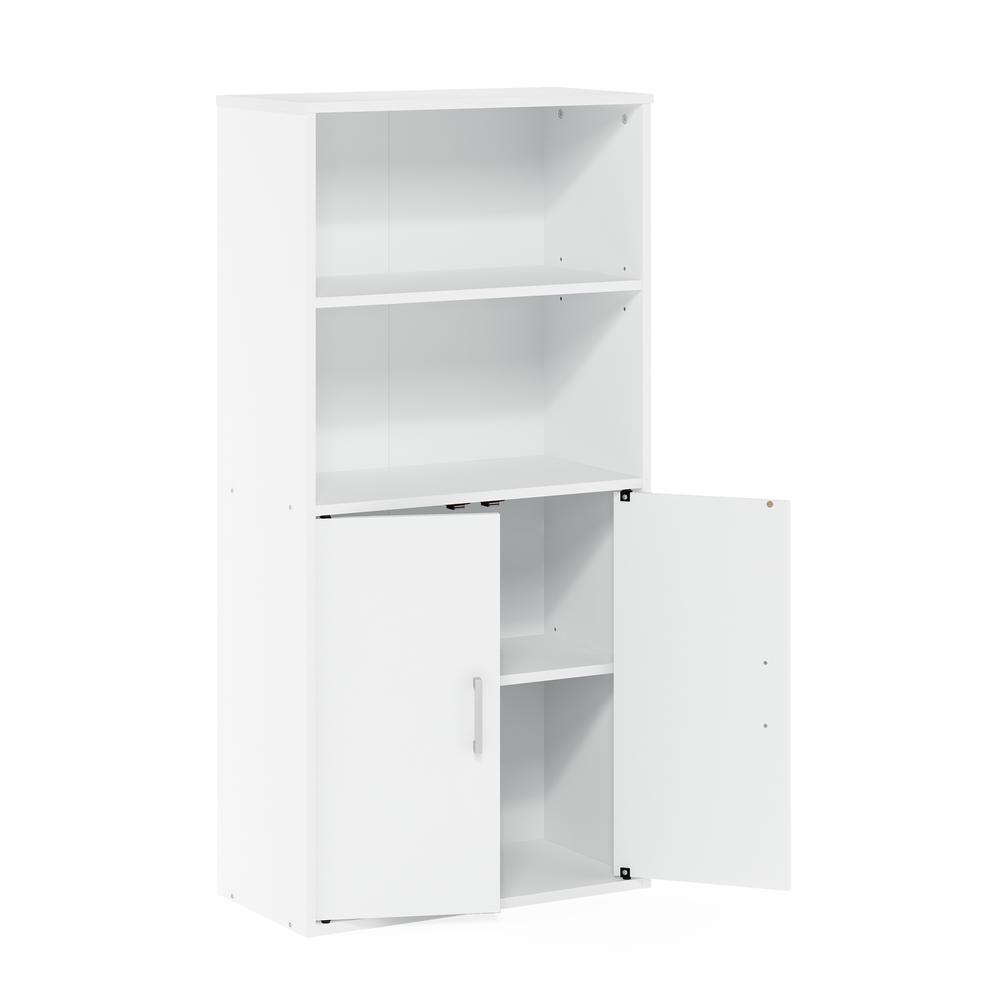 Furinno Pasir Storage Cabinet with 2 Open Shelves and 2 Doors, White. Picture 4