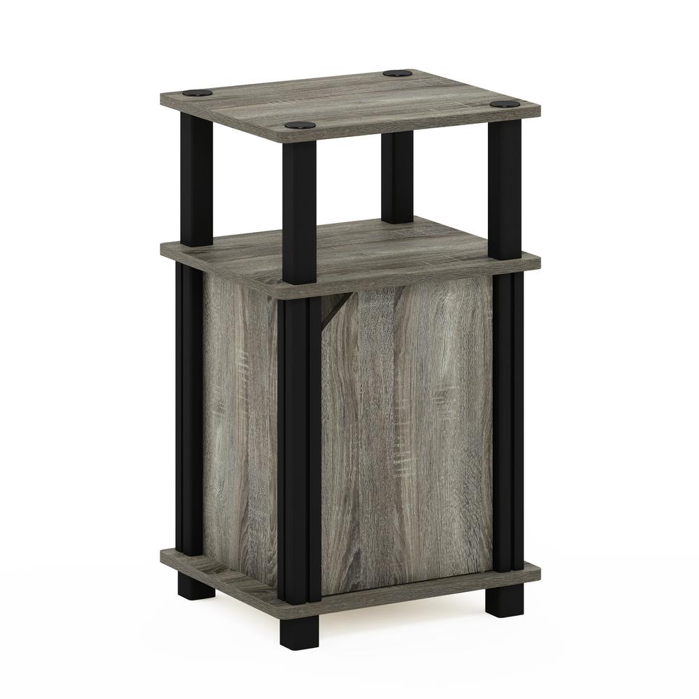 Furinno Just 3-Tier End Table with Door, French Oak/Black. The main picture.