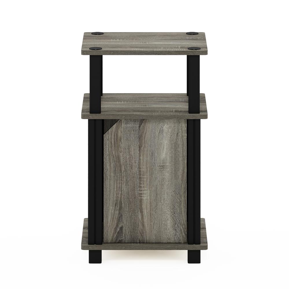 Furinno Just 3-Tier End Table with Door, French Oak/Black. Picture 3