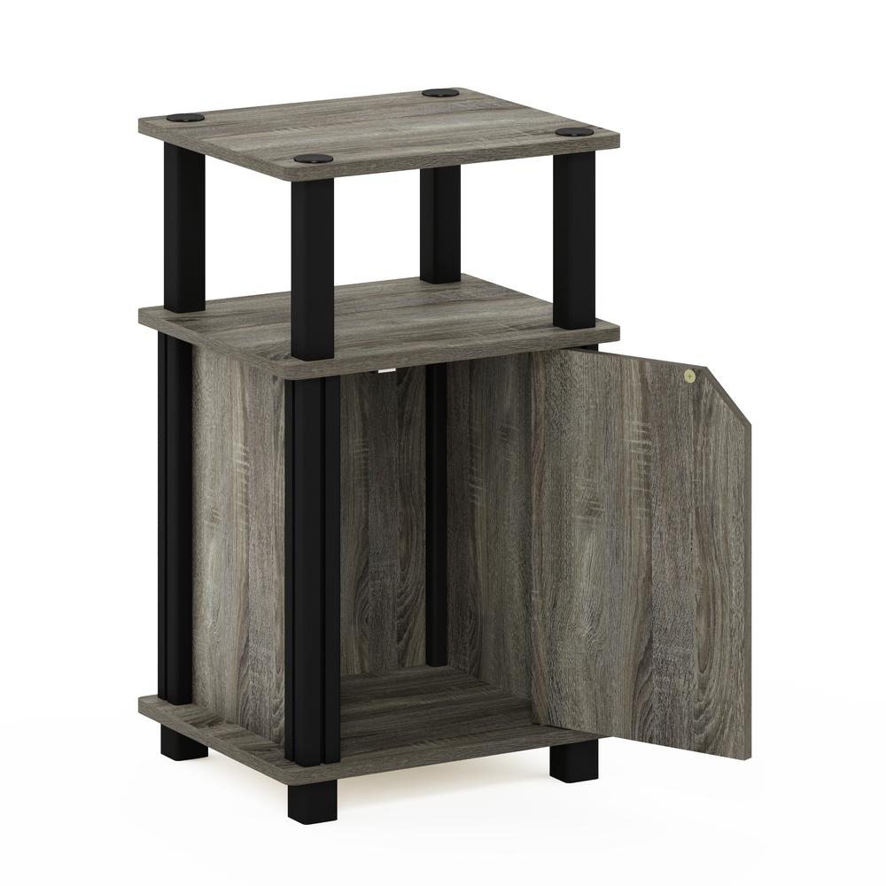 Furinno Just 3-Tier End Table with Door, French Oak/Black. Picture 4