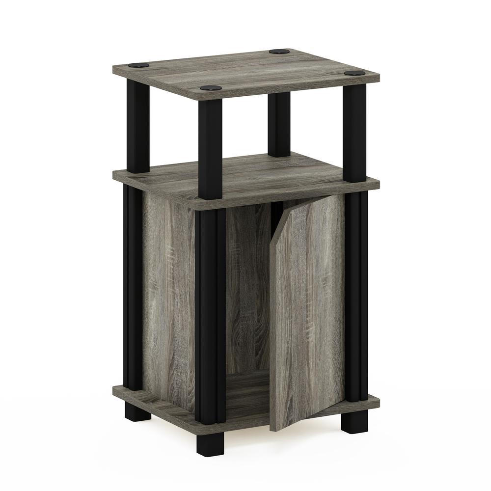 Furinno Just 3-Tier End Table with Door, French Oak/Black. Picture 5