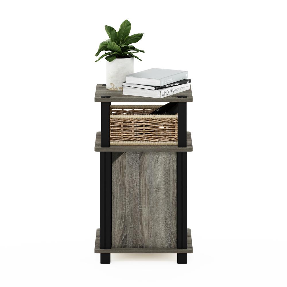 Furinno Just 3-Tier End Table with Door, French Oak/Black. Picture 7
