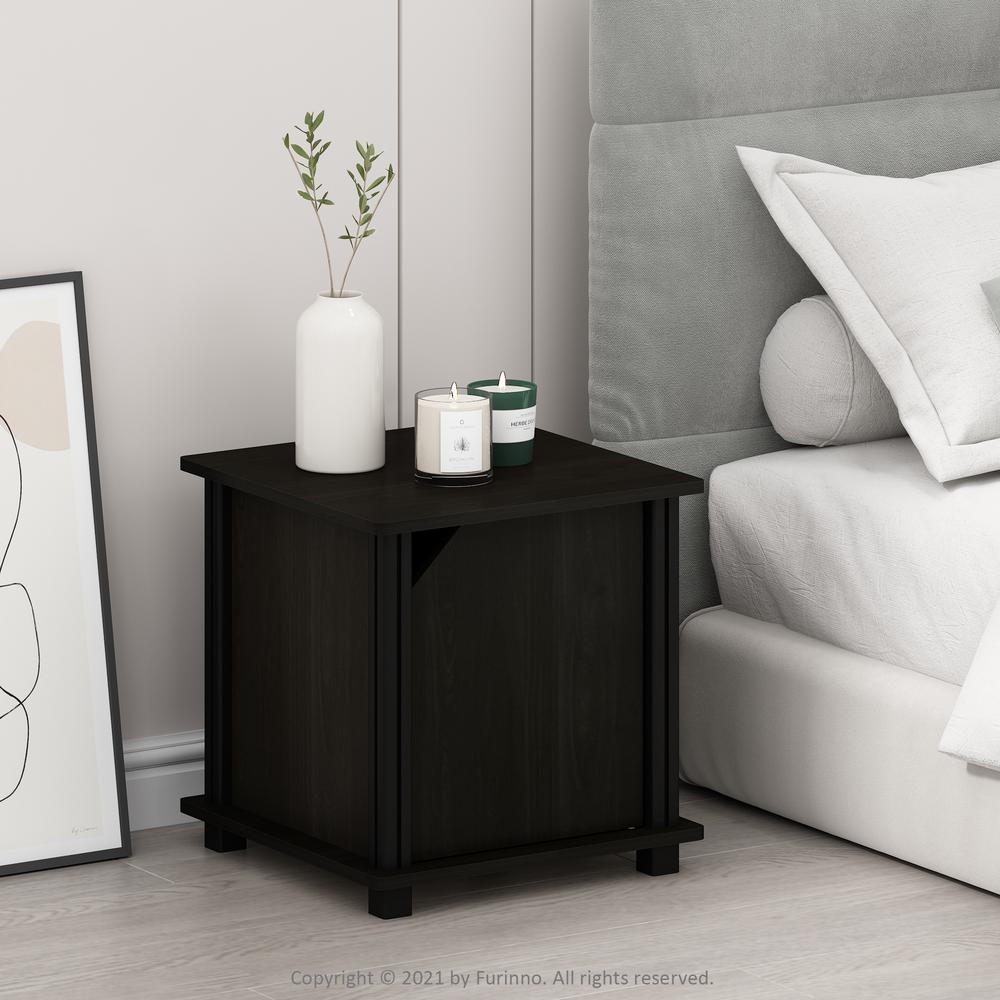 Furinno Simplistic End Table with Storage Set of Two, Espresso/Black. Picture 9