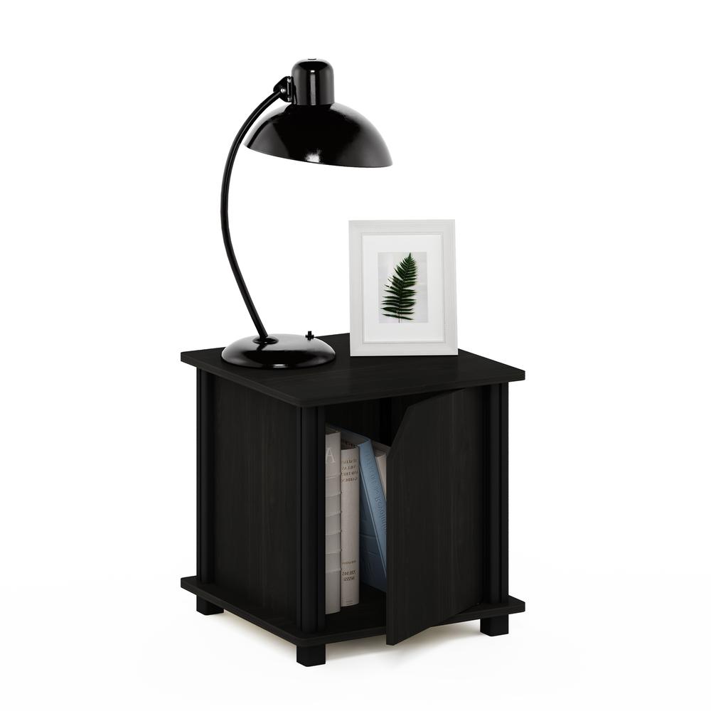 Furinno Simplistic End Table with Storage Set of Two, Espresso/Black. Picture 6