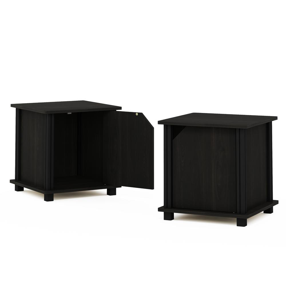Furinno Simplistic End Table with Storage Set of 2, Espresso/Black. Picture 3