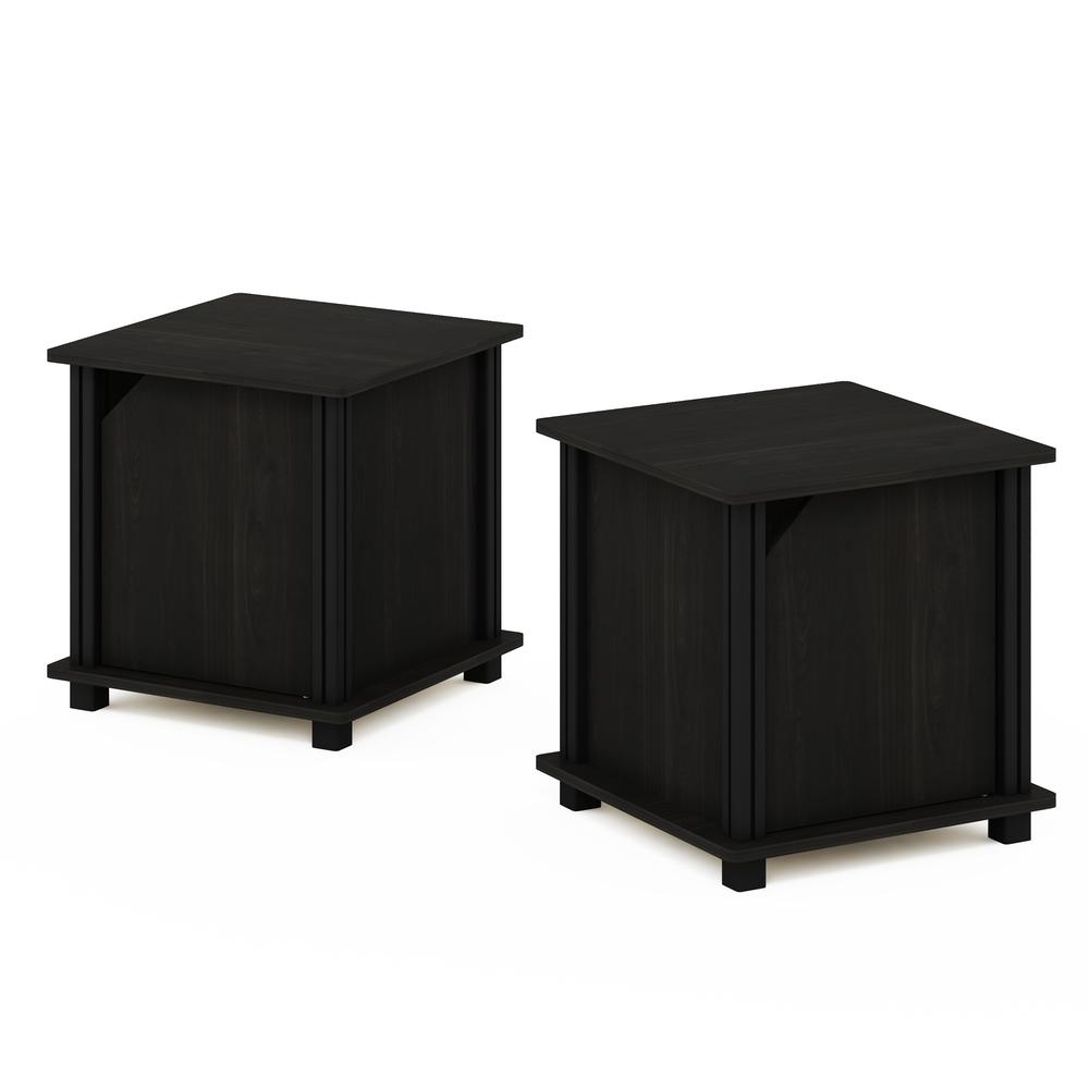 Furinno Simplistic End Table with Storage Set of 2, Espresso/Black. Picture 7