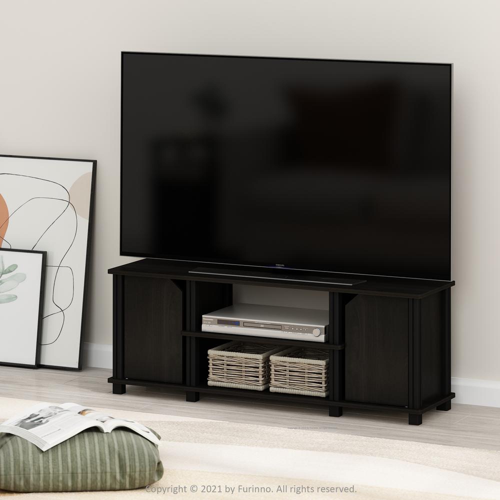 Furinno Simplistic TV Stand with Shelves and Storage, Espresso/Black. Picture 7