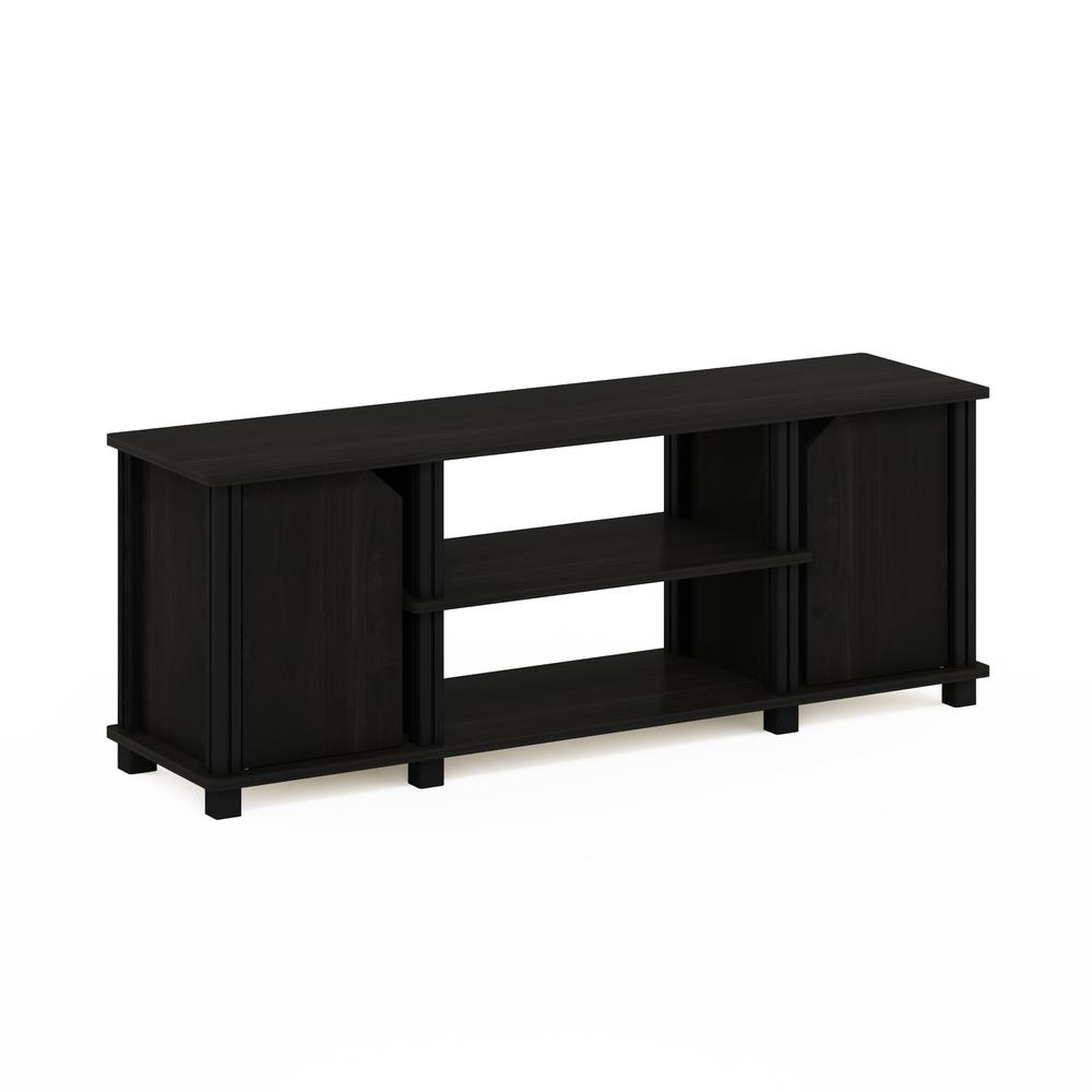 Furinno Simplistic TV Stand with Shelves and Storage, Espresso/Black. Picture 1