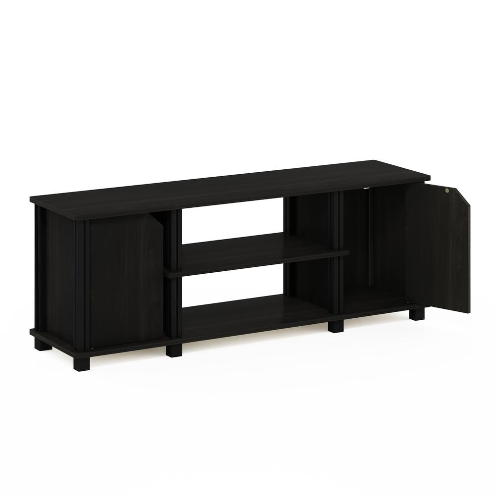 Furinno Simplistic TV Stand with Shelves and Storage, Espresso/Black. Picture 4
