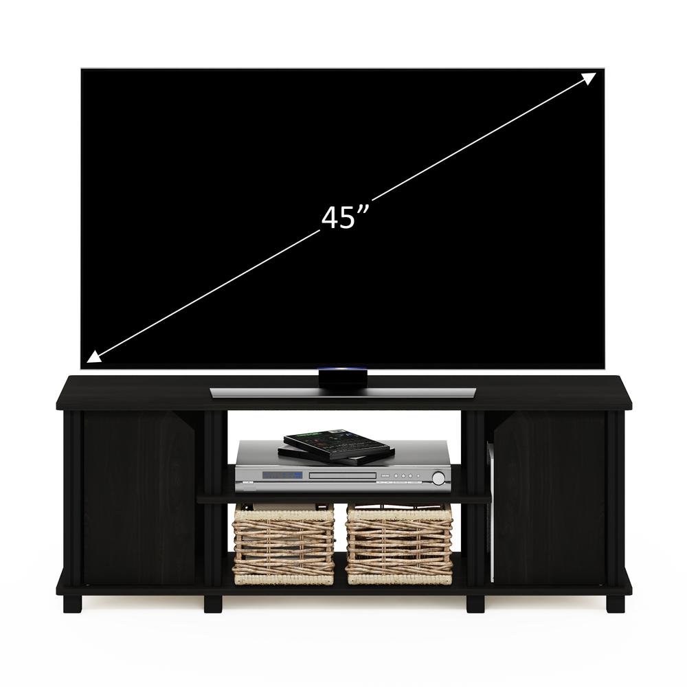 Furinno Simplistic TV Stand with Shelves and Storage, Espresso/Black. Picture 6
