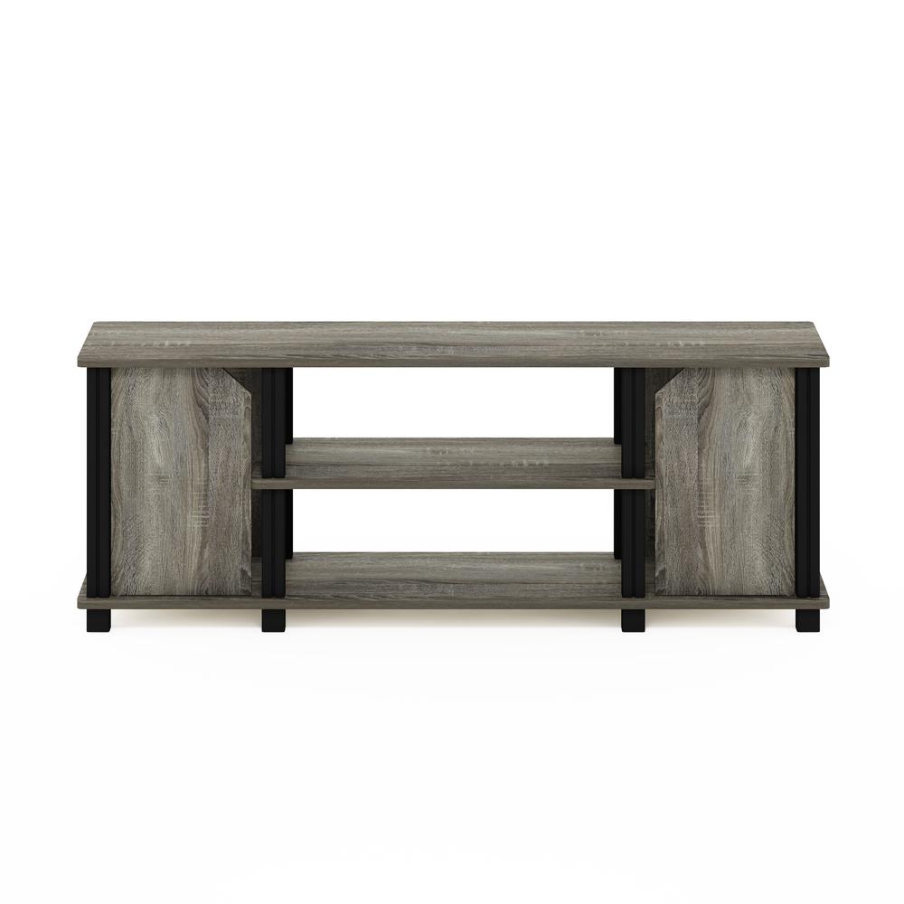 Furinno Simplistic TV Stand with Shelves and Storage, French Oak/Black. Picture 3