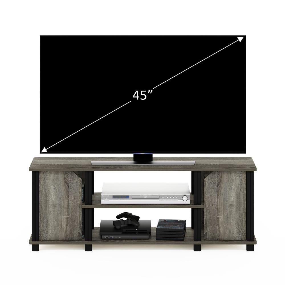 Furinno Simplistic TV Stand with Shelves and Storage, French Oak/Black. Picture 7